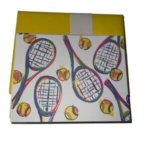 Vintage 90s Kristin Elliott Inc Tennis rackets graphic note cards envelopes